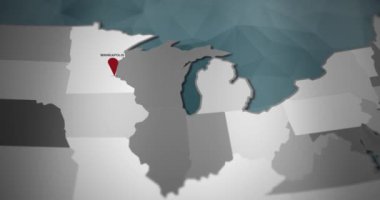 Modern Amerika Birleşik Devletleri hareket grafik harita - Minneapolis PIN konumu animasyon