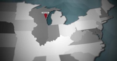 Modern Amerika Birleşik Devletleri hareket grafik harita - Milwaukee PIN konumu animasyon