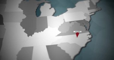 Modern Amerika Birleşik Devletleri hareket grafik harita - Raleigh şehir PIN konumu animasyon