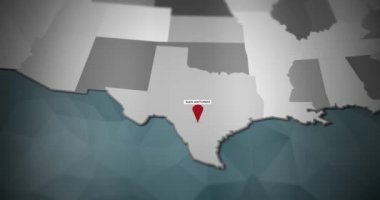 Modern Amerika Birleşik Devletleri hareket grafik harita - San Antonio PIN konumu animasyon