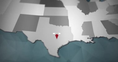 Modern Amerika Birleşik Devletleri hareket grafik harita - Austin PIN konumu animasyon