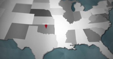 Modern Amerika Birleşik Devletleri hareket grafik harita - Oklahoma City PIN konumu animasyon
