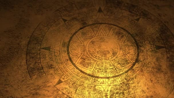 Mysterious Mayan Aztec Seal Cave Wall Candlelight Illumination — Stock Video