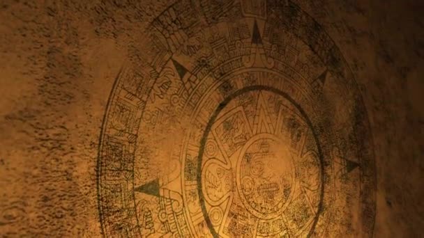 Mystisk Mayan Eller Aztec Sigill Grottan Vägg Med Levande Ljus — Stockvideo