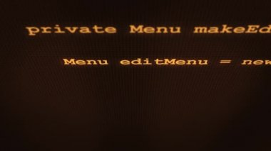 Dışarı V3 ekranda tipik Orange Retro yazılım kodu