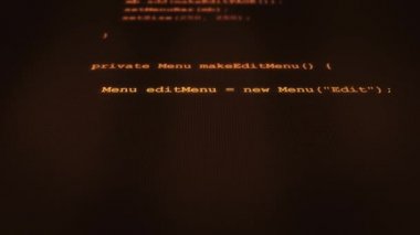 Dışarı V1 ekranda tipik Orange Retro yazılım kodu