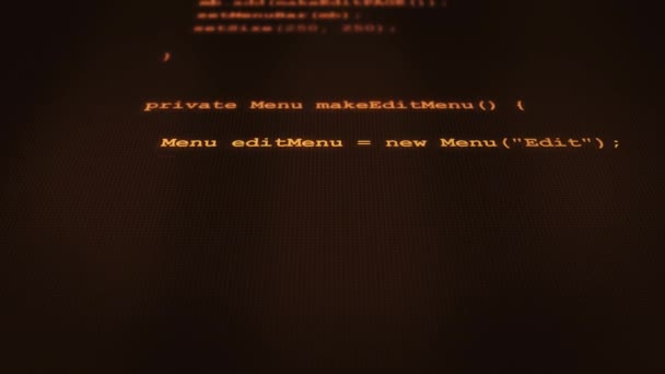 Oranje Retro Softwarecode Typen Uit Scherm — Stockvideo