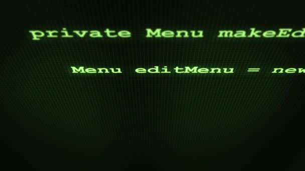 Code logiciel vert tapant sur l'écran V3 