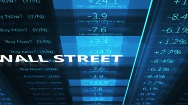 Wall Street tipografi üzerinde sinematik mavi borsa senedi