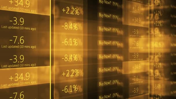 Oranje Filmische Stock Market Wall Street Ticker — Stockvideo