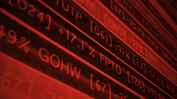 Red Evil Stock Market Ticker Ambiente Computador Escuro — Vídeo de Stock