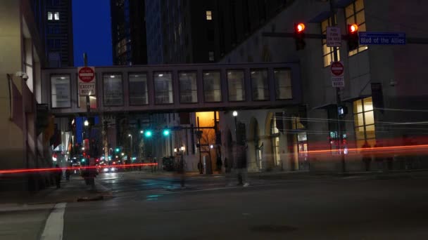 Pittsburgh Cerca Fevereiro 2019 Caducidade Noturna Avenida Dos Aliados Pittsburgh — Vídeo de Stock