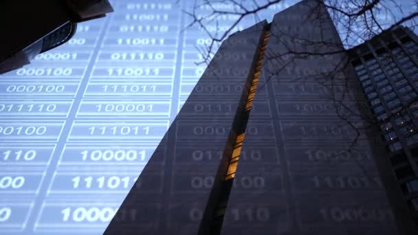 Cyberveiligheid Van Een Groot Bedrijf Met Binaire Code Concept — Stockvideo