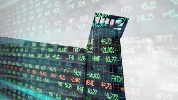 Stock Market Ticker Nummers Stroomt Een Vaststelling Van Shot Van — Stockvideo