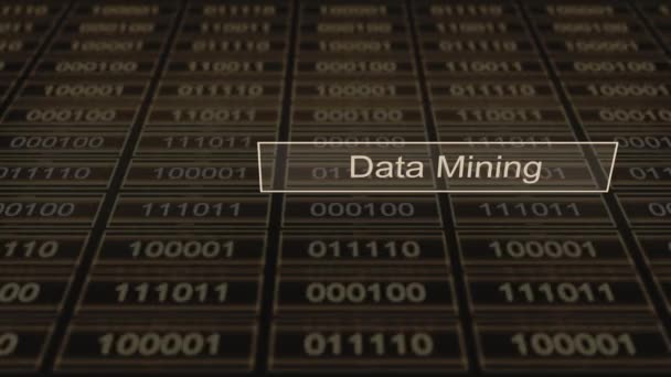 Tipografia Codice Binario Data Mining Animation — Video Stock