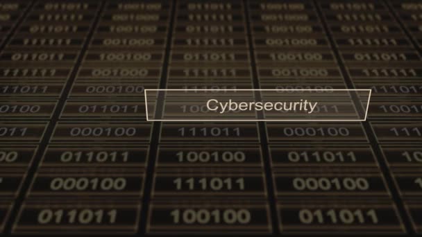 Tipografia Codice Binario Cybersecurity Animazione — Video Stock