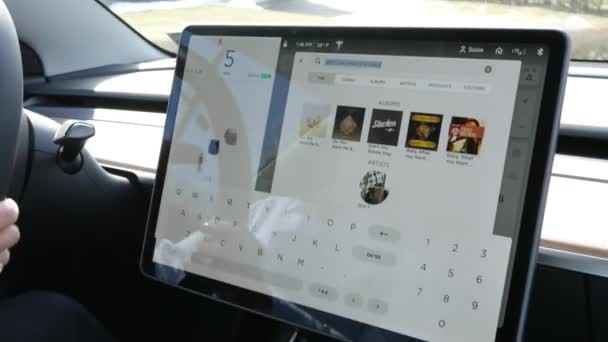 Pittsburgh Március 2019A Csak Tesla Dashboardeditorial Használható Klip Kereskedelmi Használata — Stock videók