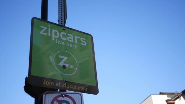 Pittsburgh Circa March 2019 Establishing Shot Zipcars Sign Editorial Use — Stock Video