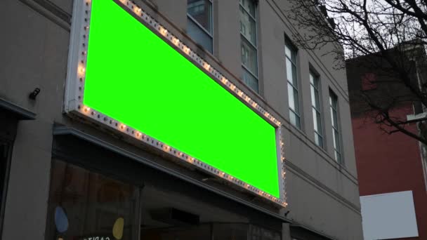 Pantalla Verde Iluminar Signo Sobre Negocio — Vídeos de Stock