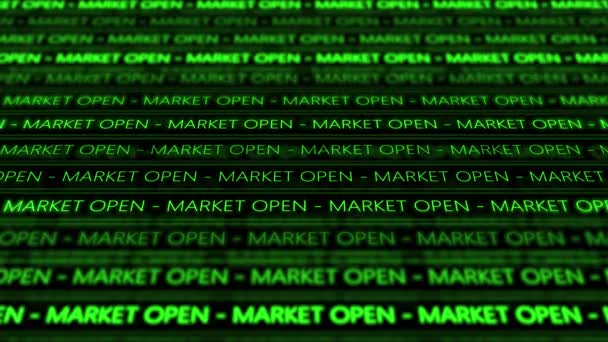 Börs Futuristiska Ticker Marcket Öppen Vinkel Grön Digital — Stockvideo