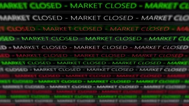 Mercado Valores Futurista Ticker Marcket Closed Ângulo — Vídeo de Stock
