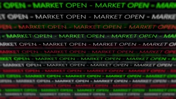 Börs Futuristiska Ticker Marknaden Öppen Vinkel Grön Digital — Stockvideo