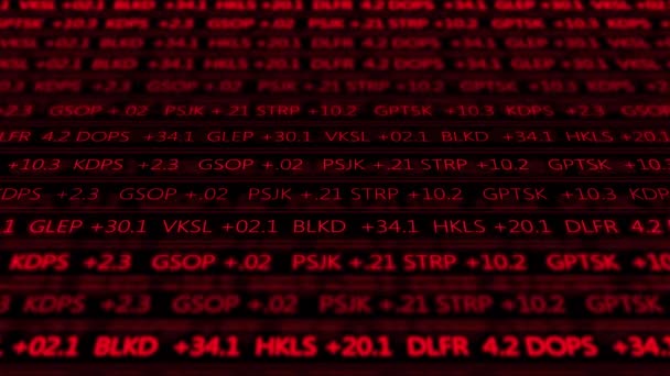 Numéros Bourse Numériques Futuristes Circulant Dans Ordinateur Rouge — Video