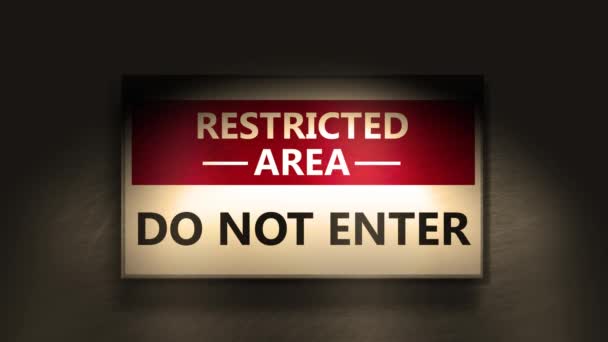 Restricted Area Sign Sepia Grade Angle — Stock Video
