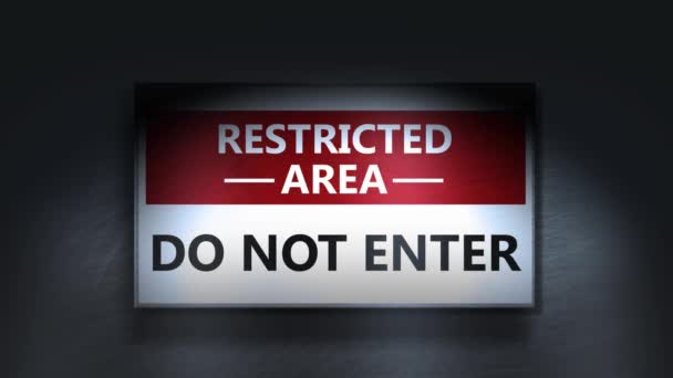 Restricted Area Sign Cinematic Grade Angle — Stock Video