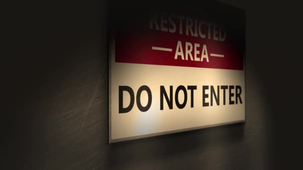 Restricted Area Sign Sepia Grade Angle — Stock Video