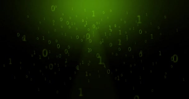 Green Binary Code Scrolling Digital Landscape — Stock Video