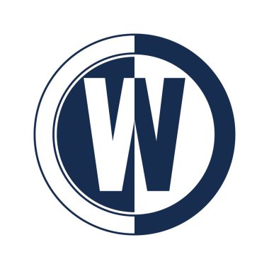 Mektup W. basit bir negatif boşluk logo. Vektör çizim