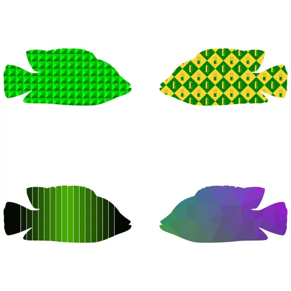 Fischsilhouette Aus Vier Elementen Vektorillustration — Stockvektor