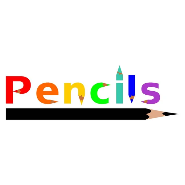 Pencils Inscription Colors Rainbow Can Used Logo Vector Illustration — Stock Vector
