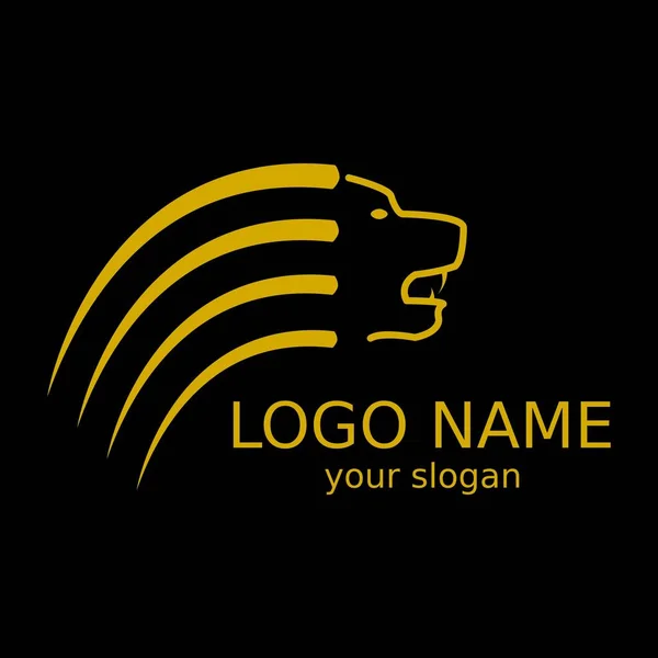 Logo Lion Jaune Sur Fond Noir Illustration Vectorielle — Image vectorielle