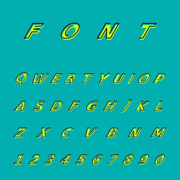 Δημιουργική Απλή Γραμματοσειρά Κίτρινο Μπλε Φόντο Εικονογράφηση Διάνυσμα — Διανυσματικό Αρχείο