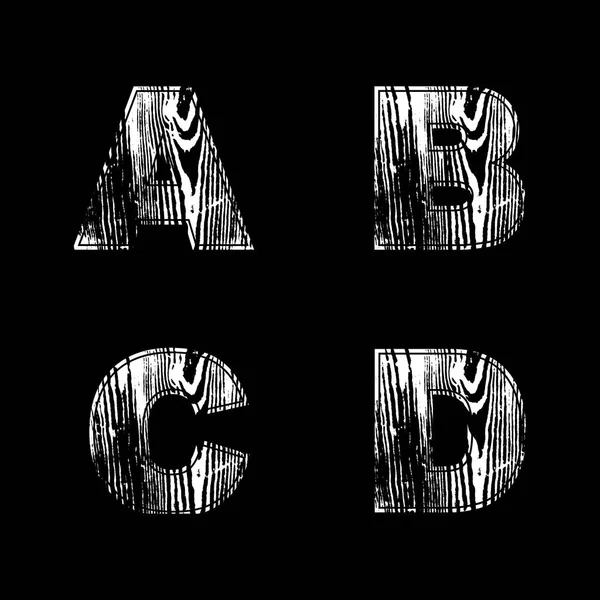 Lettres Blanches Sur Fond Noir Wood Design Illustration Vectorielle — Image vectorielle