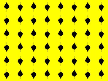 Seamless modeli. Soyut sarı bir arka plan üzerinde siyah ağaçlarının yaprakları. Vektör çizim