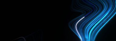 Soyut veri stili arka plan tasarımını splines. Siyah arka planda farklı tonları mavi dalgalar