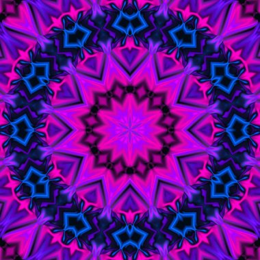 Soyut kare şekil arka plan. Çok renkli kaleydoskop tasarımı. Farklı tonlarındaki mavi ve mor renklerin süsü