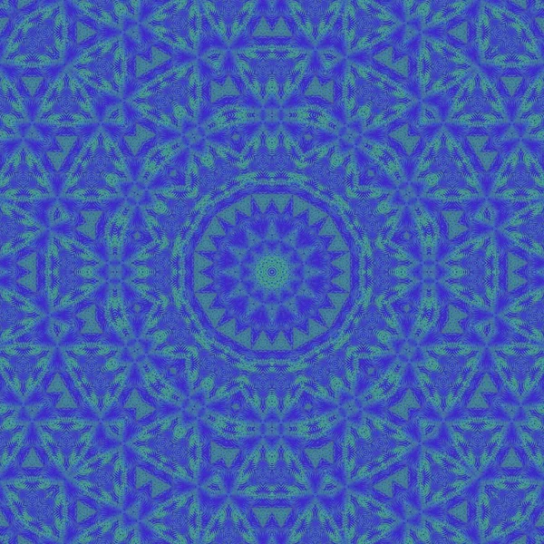 Enkel abstrakt bakgrund. Prydnad av blå och gröna färger. Kaleidoscope design. — Stockfoto