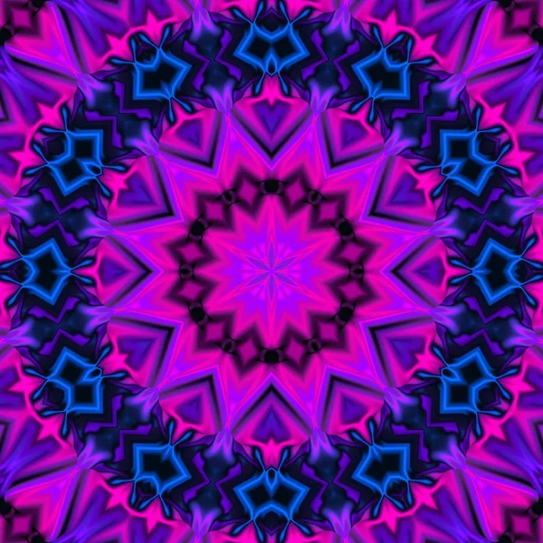 Abstrato fundo forma quadrada. Design de caleidoscópio multicolorido. Ornamento de cores azuis e roxas de diferentes tons — Fotografia de Stock