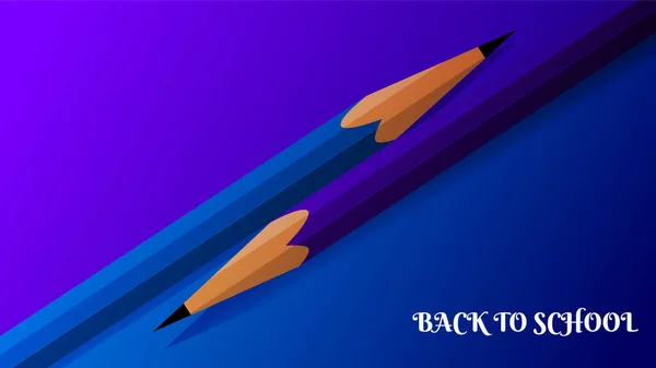 Blue Purple Pencils Two Tone Background Phrase Back School Lower — Stock Vector