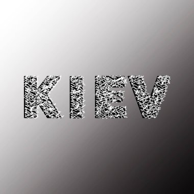 Kyiv. Kelime taslak şeklinde yazılmış. Stock Vektör İllüstrasyonu