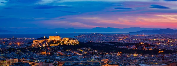 Panorama Atene, Grecia, al tramonto — Foto Stock