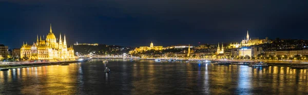 Βουδαπέστη νύχτα Πανόραμα Royalty Free Φωτογραφίες Αρχείου