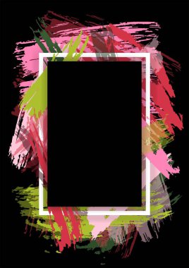 Metin Modern grafik için vektör çerçeve. bir boşanma ve boya ile dinamik siyah arka plan çerçeve. ticari kartlar, davetiyeler, hediye kartları, broşürler ve broşür tasarım öğesi.