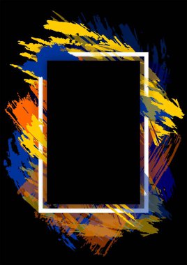 Metin Modern grafik için vektör çerçeve. bir boşanma ve boya ile dinamik siyah arka plan çerçeve. ticari kartlar, davetiyeler, hediye kartları, broşürler ve broşür tasarım öğesi.