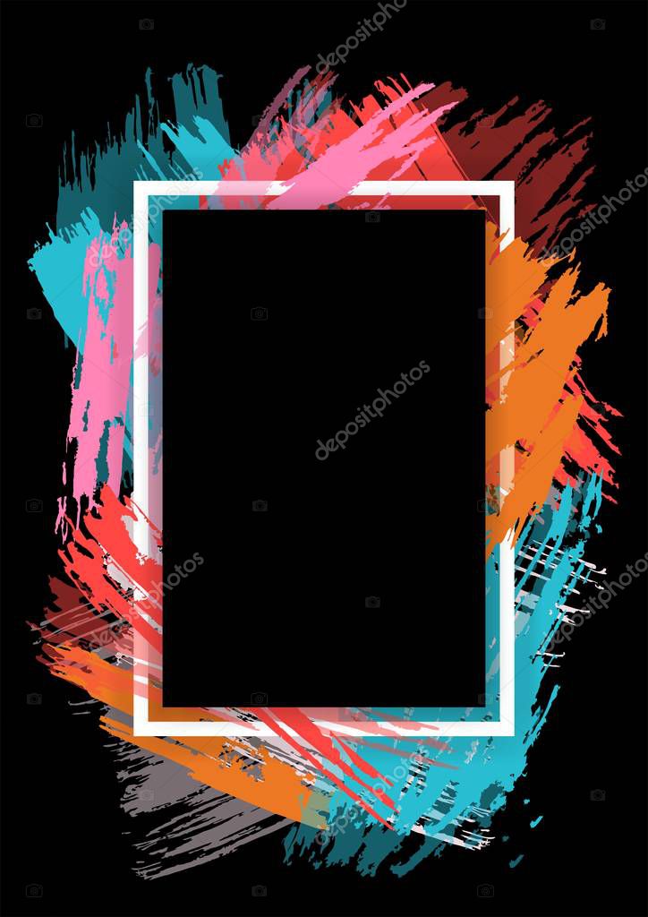 Vector framework for text Modern graphics. dynamic black background frame with a divorce and paint. element for the design of business cards, invitations, gift cards, leaflets and brochures.