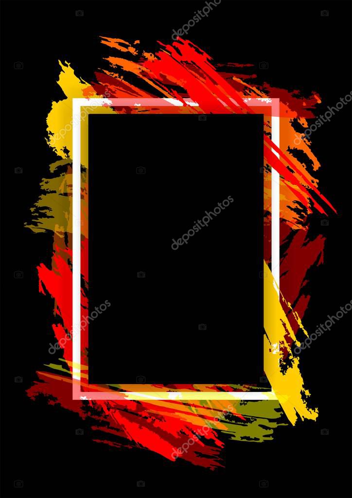 Vector framework for text Modern graphics. dynamic black background frame with a divorce and paint. element for the design of business cards, invitations, gift cards, leaflets and brochures.